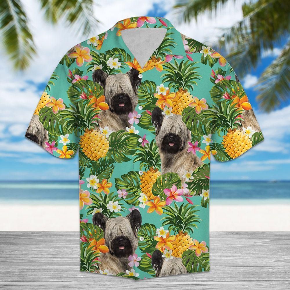 Tropical Pineapple Skye Terrier Aloha Hawaiian Shirt Colorful Short Sleeve Summer Beach Casual Shirt For Men And Women