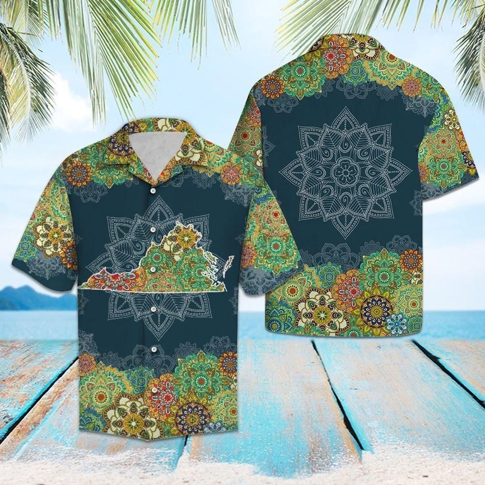 Virginia Floral Mandala Aloha Hawaiian Shirt Colorful Short Sleeve Summer Beach Casual Shirt For Men And Women