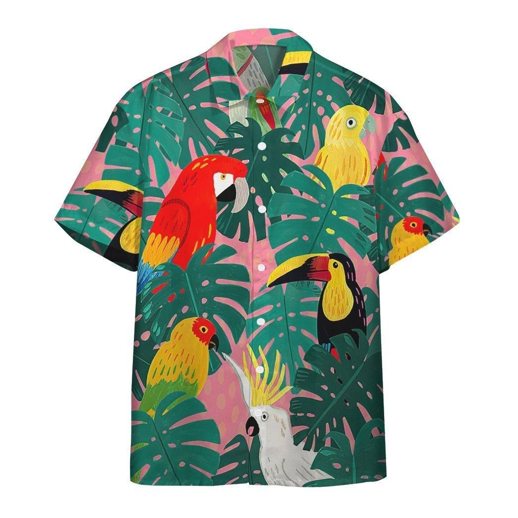 3D Parrot Tropical Aloha Hawaiian Shirt Colorful Short Sleeve Summer Beach Casual Shirt For Men And Women
