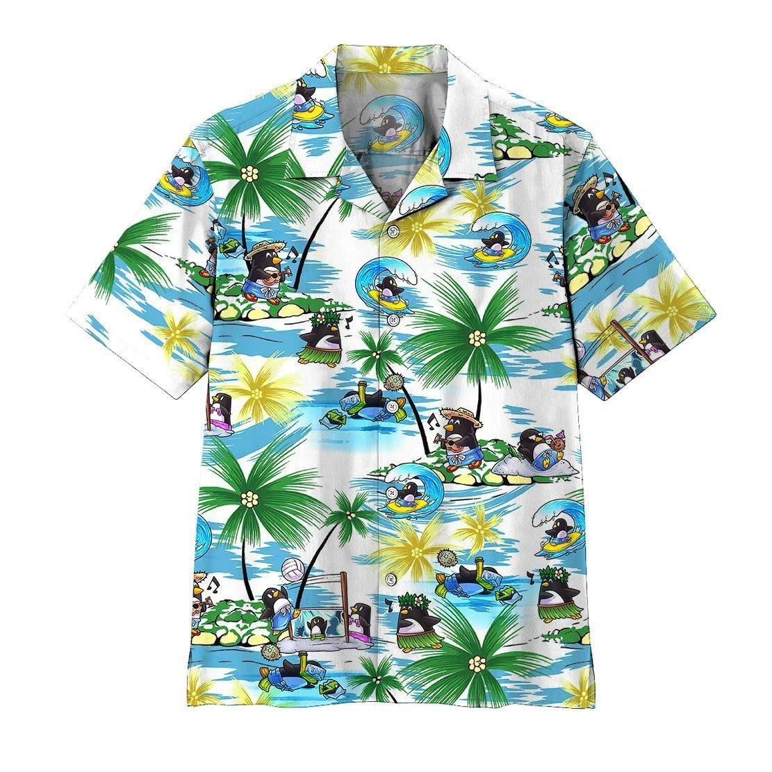3D Penguin Aloha Hawaiian Shirt Colorful Short Sleeve Summer Beach Casual Shirt For Men And Women