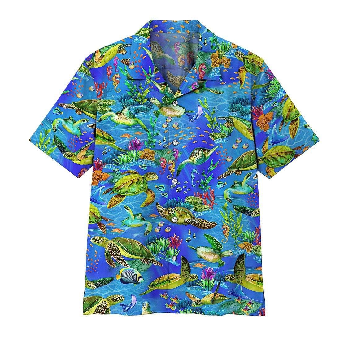 3D Sea Turtle Aloha Hawaiian Shirt Colorful Short Sleeve Summer Beach Casual Shirt For Men And Women