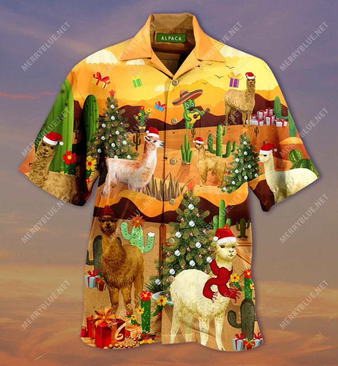 Alpaca Merry Xmas Aloha Hawaiian Shirt Colorful Short Sleeve Summer Beach Casual Shirt For Men And Women
