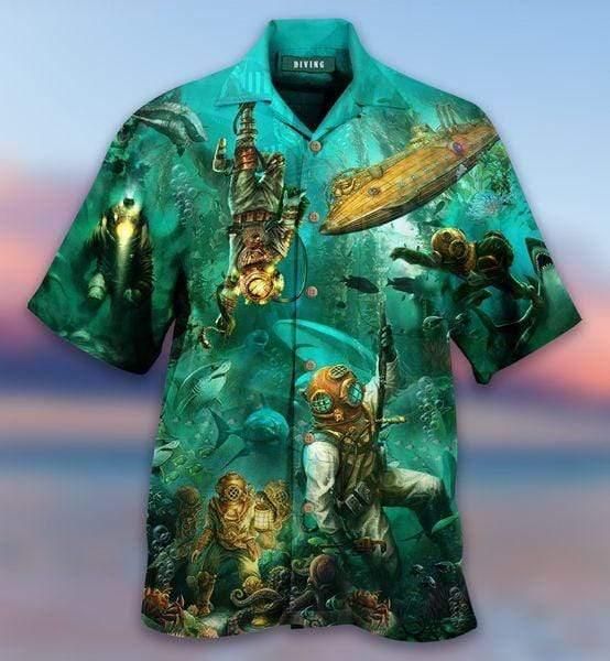 Amazing Scuba Diving Don'T Fear Death Fear Aloha Hawaiian Shirt Colorful Short Sleeve Summer Beach Casual Shirt For Men And Women