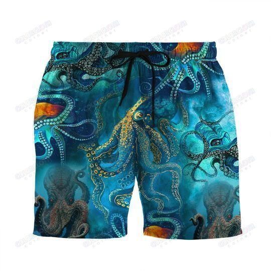 Blue Ocean Octopus Aloha Hawaiian Shirt Colorful Short Sleeve Summer Beach Casual Shirt For Men And Women