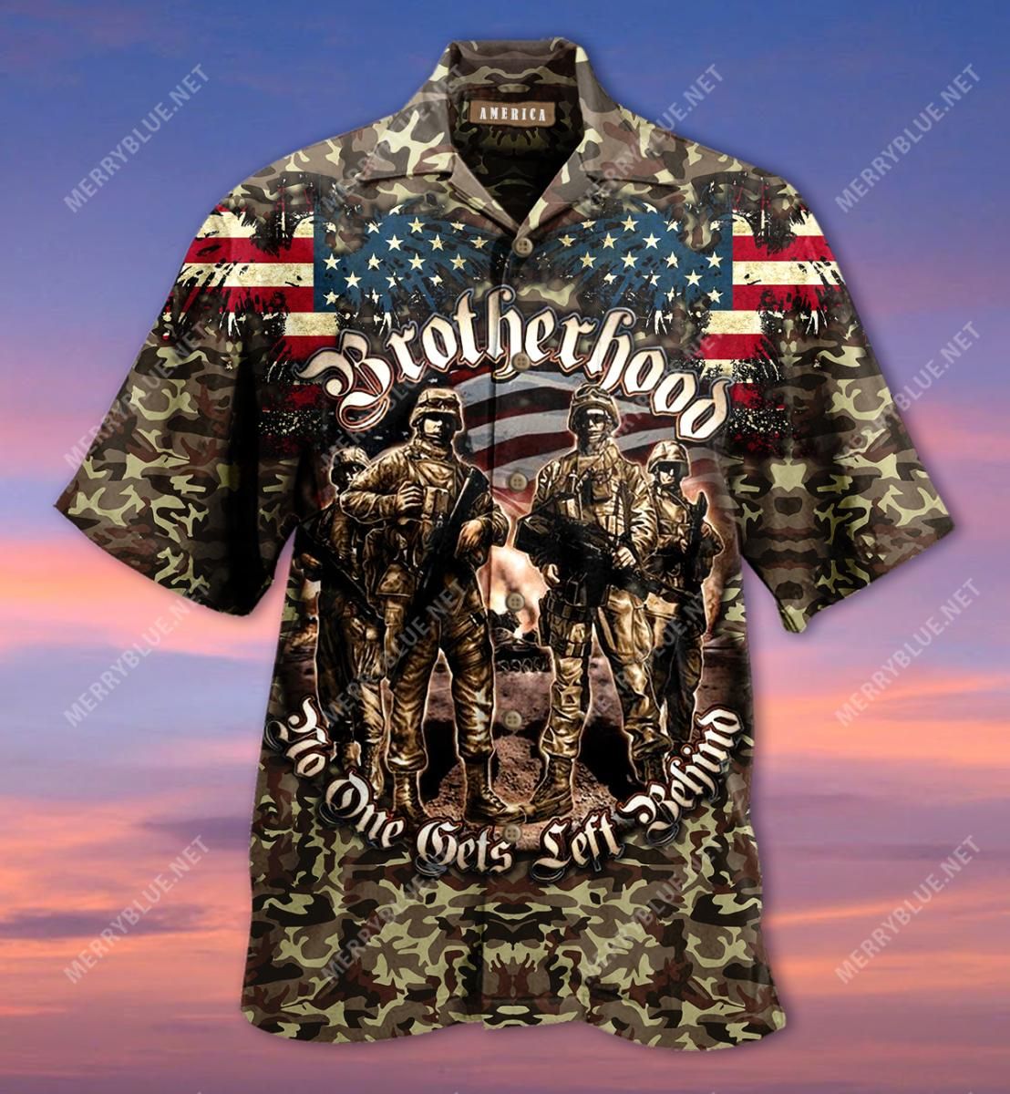 Brotherhood Veterans Camouflage Aloha Hawaiian Shirt Colorful Short Sleeve Summer Beach Casual Shirt For Men And Women