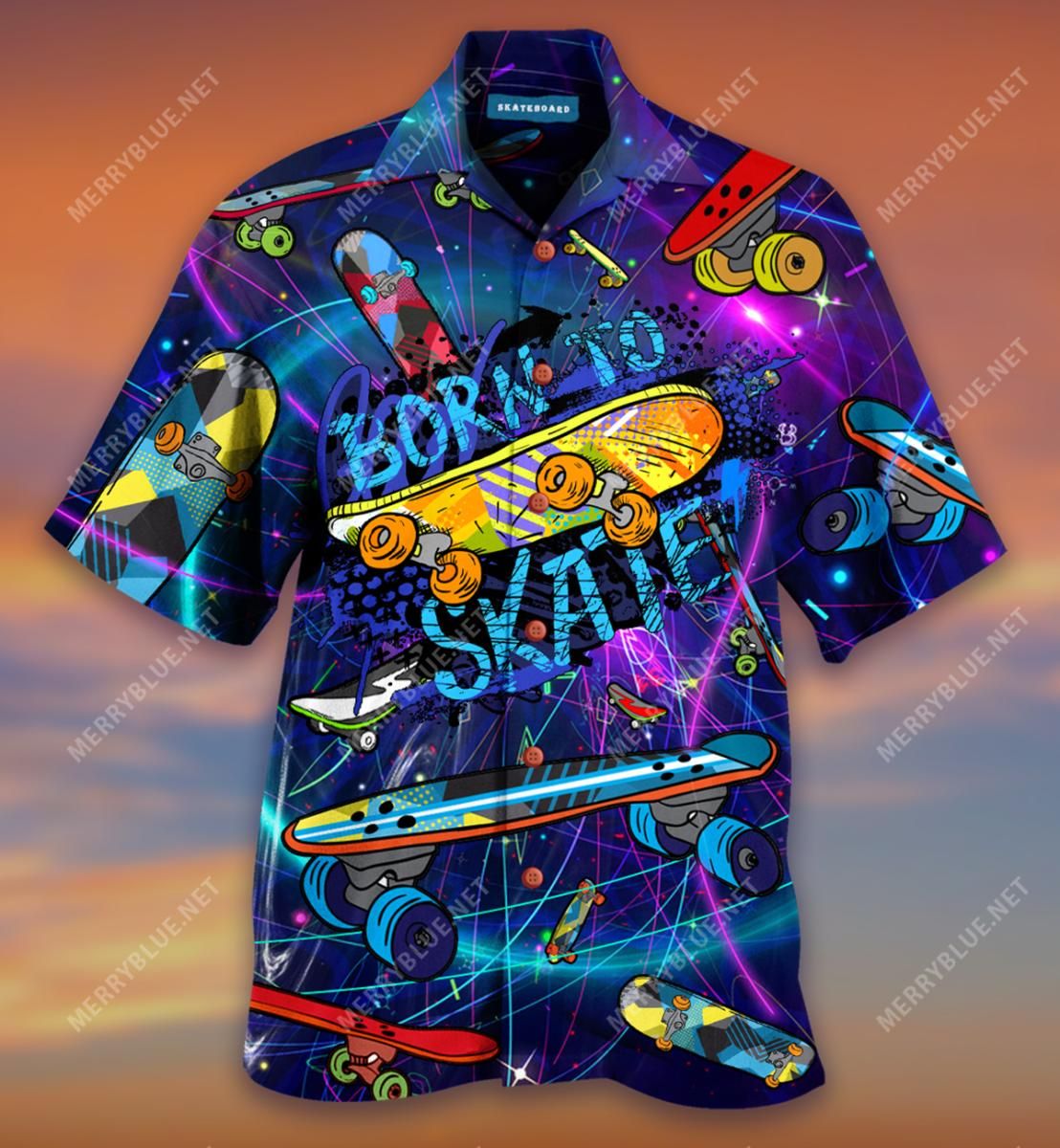 Cosmos Skateboards Aloha Hawaiian Shirt Colorful Short Sleeve Summer Beach Casual Shirt For Men And Women
