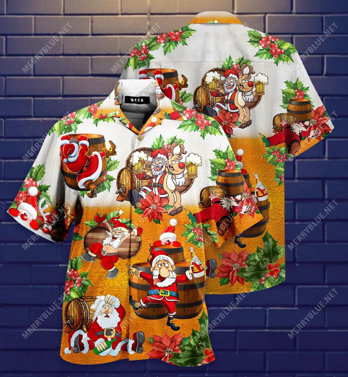 Dear Santa Here'S Your Beer Aloha Hawaiian Shirt Colorful Short Sleeve Summer Beach Casual Shirt For Men And Women
