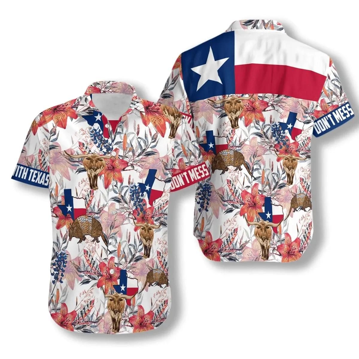 Don'T Mess With Texas Flag Tropical Aloha Hawaiian Shirt Colorful Short Sleeve Summer Beach Casual Shirt For Men And Women