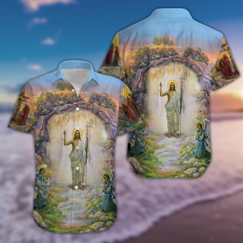 Easter Jesus He Is Risen Aloha Hawaiian Shirt Colorful Short Sleeve Summer Beach Casual Shirt For Men And Women