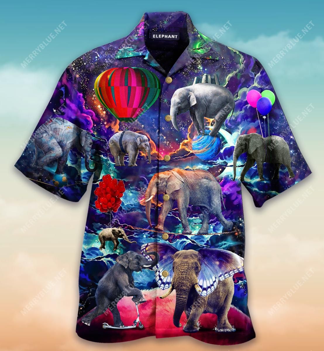 Elephant In Another Galaxy Aloha Hawaiian Shirt Colorful Short Sleeve Summer Beach Casual Shirt For Men And Women