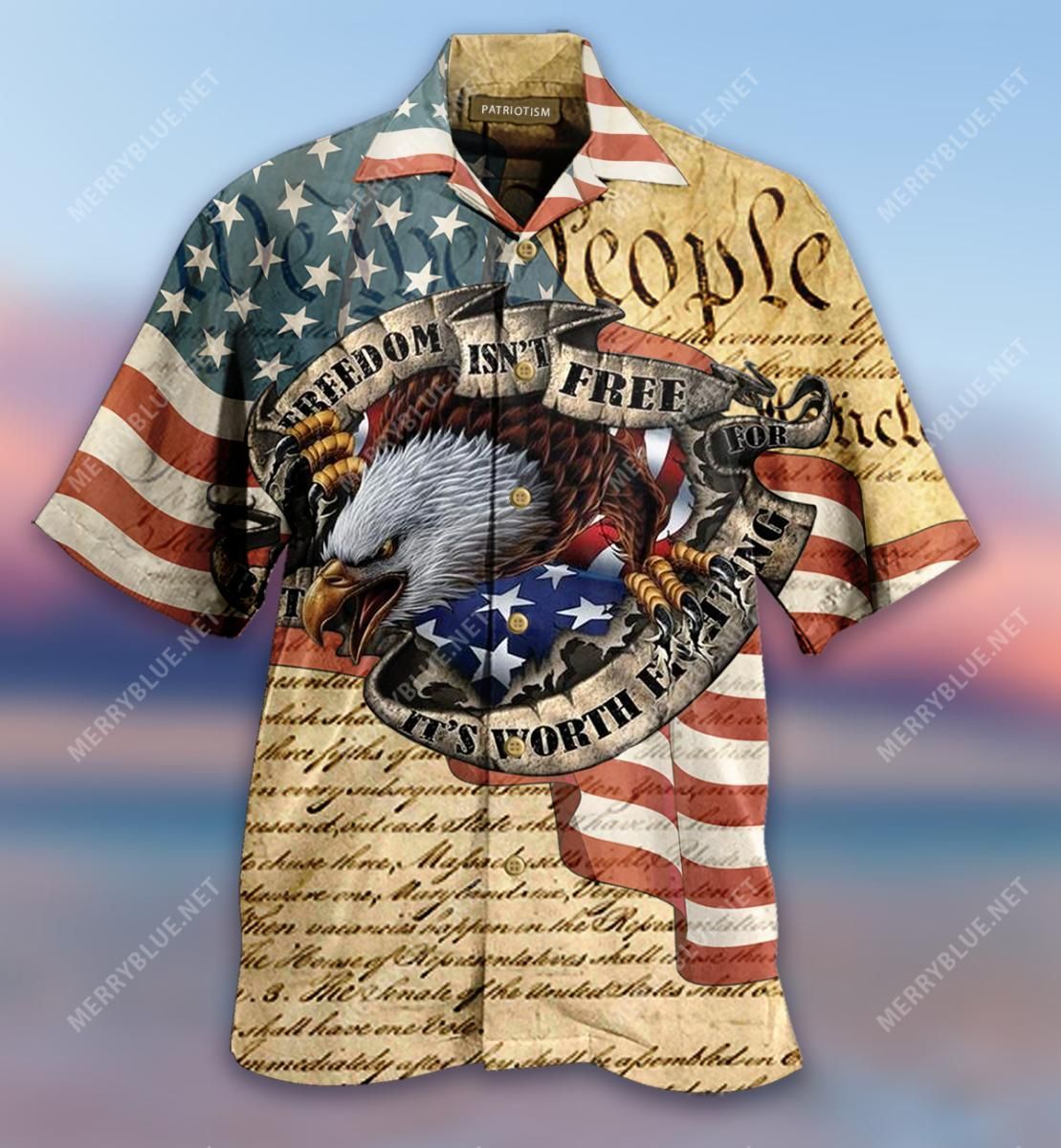 Freedom Isn'T Free But It'S Worth Fighting For Aloha Hawaiian Shirt Colorful Short Sleeve Summer Beach Casual Shirt For Men And Women
