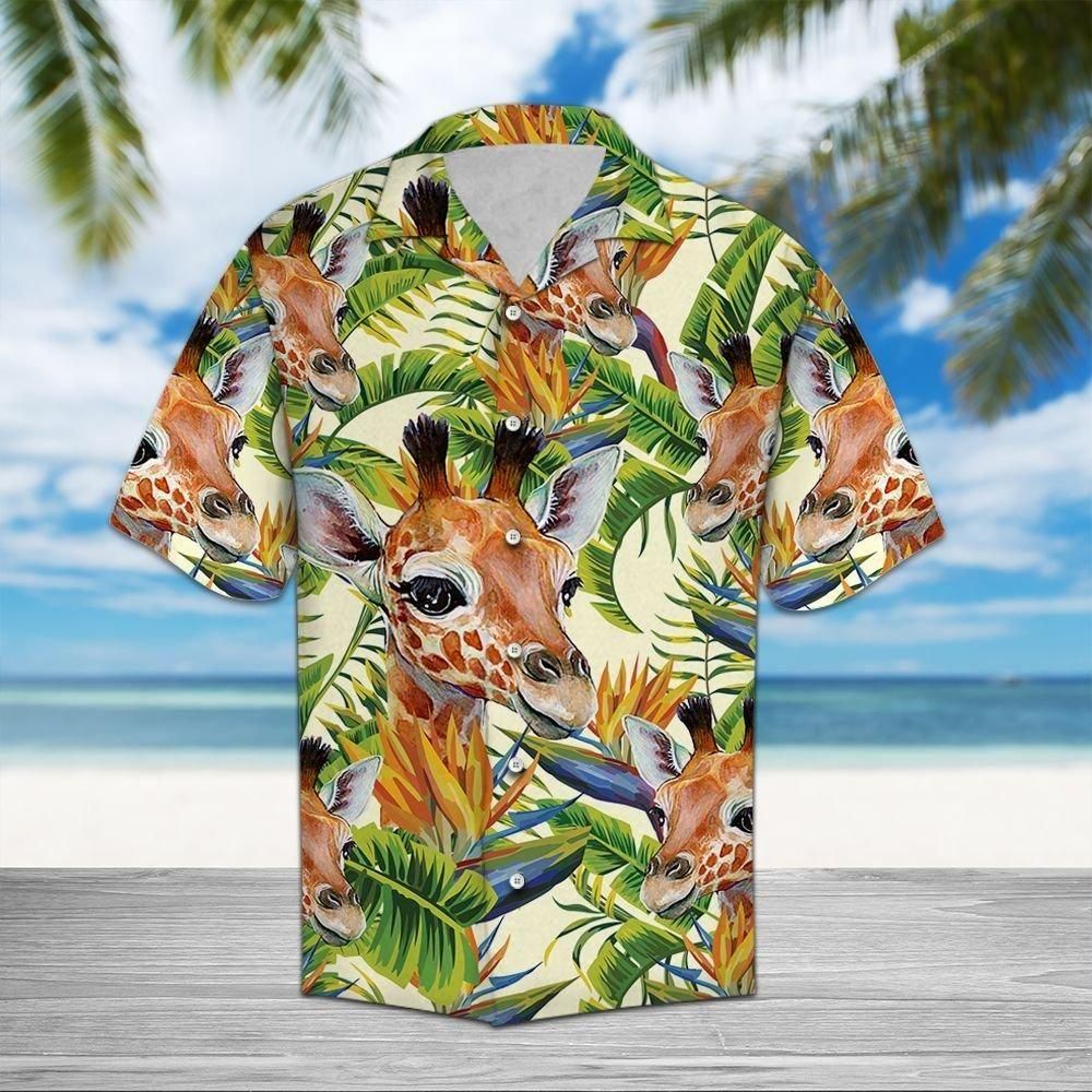 Giraffe Banana Palm Aloha Hawaiian Shirt Colorful Short Sleeve Summer Beach Casual Shirt For Men And Women