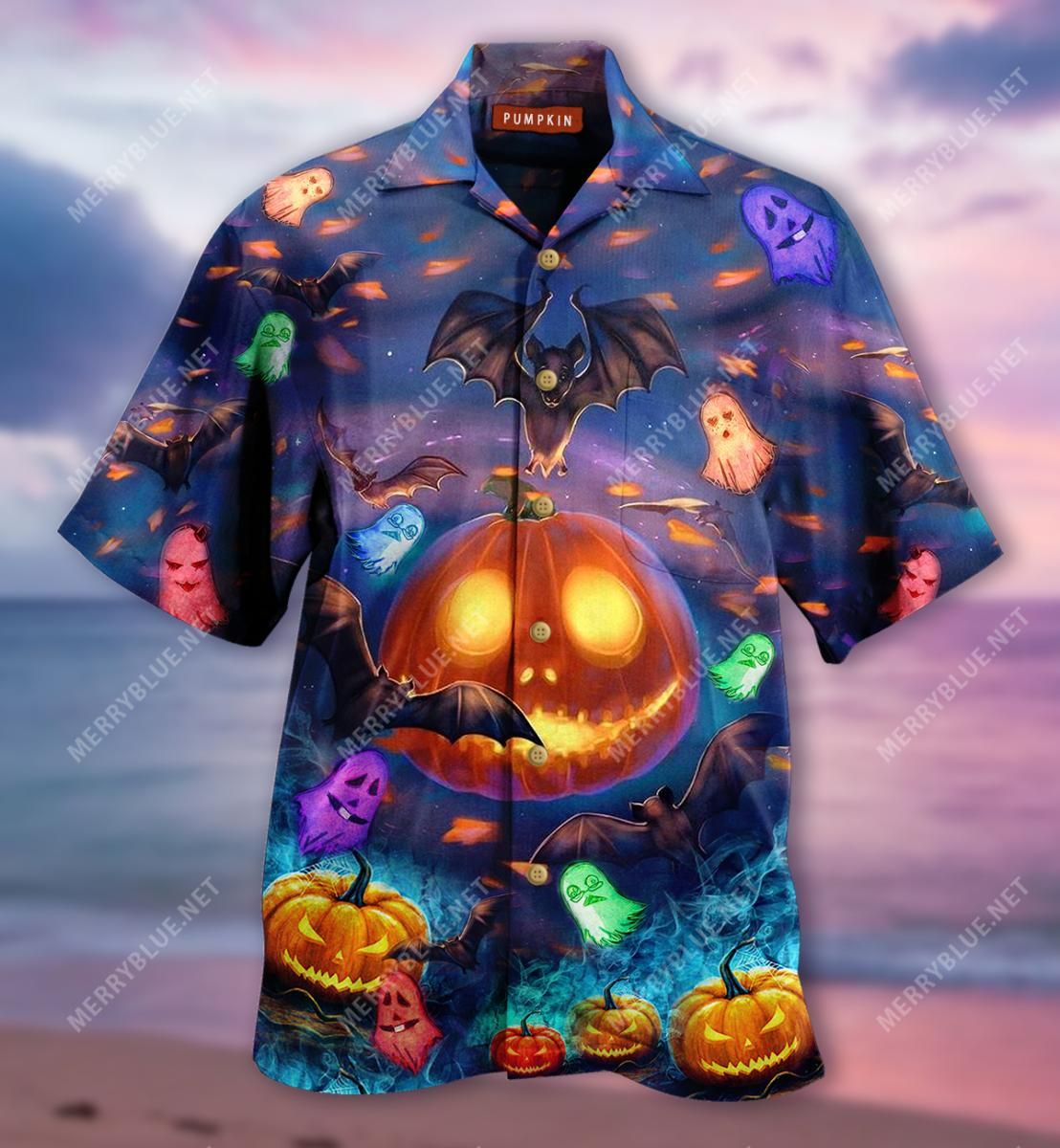 Glowing Pumpkins By Night Aloha Hawaiian Shirt Colorful Short Sleeve Summer Beach Casual Shirt For Men And Women