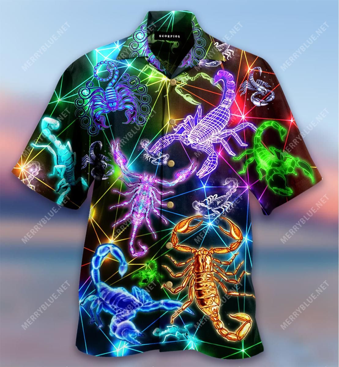 Glowing Scorpion Aloha Hawaiian Shirt Colorful Short Sleeve Summer Beach Casual Shirt For Men And Women