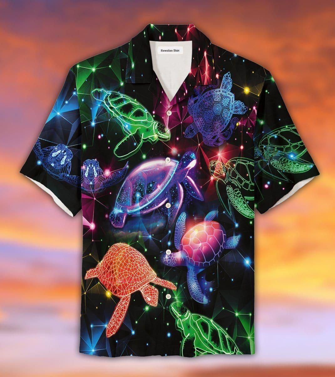 Glowing Turtle Aloha Hawaiian Shirt Colorful Short Sleeve Summer Beach Casual Shirt For Men And Women