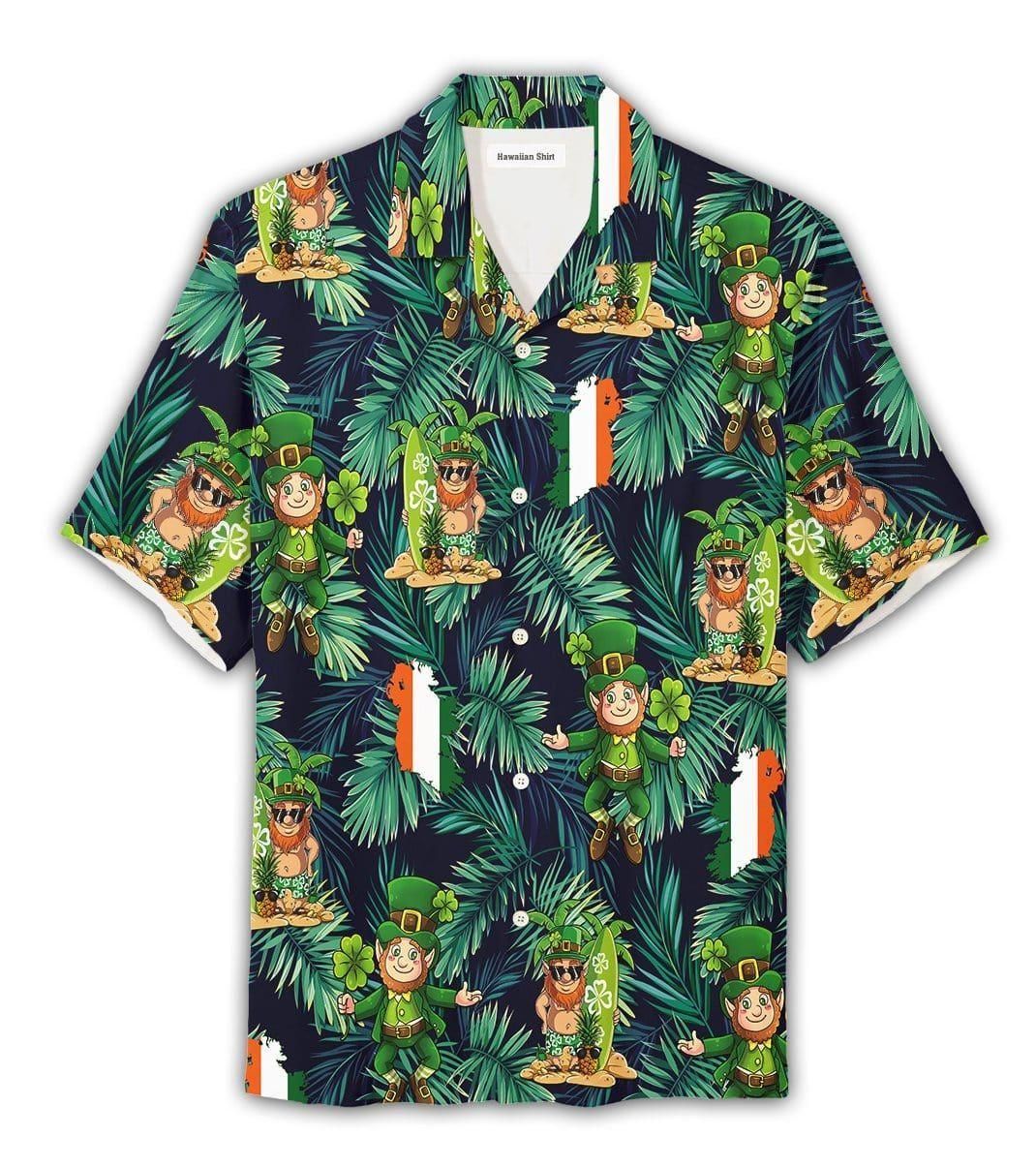 Happy Leprechaun Patrick'S Day Aloha Hawaiian Shirt Colorful Short Sleeve Summer Beach Casual Shirt For Men And Women
