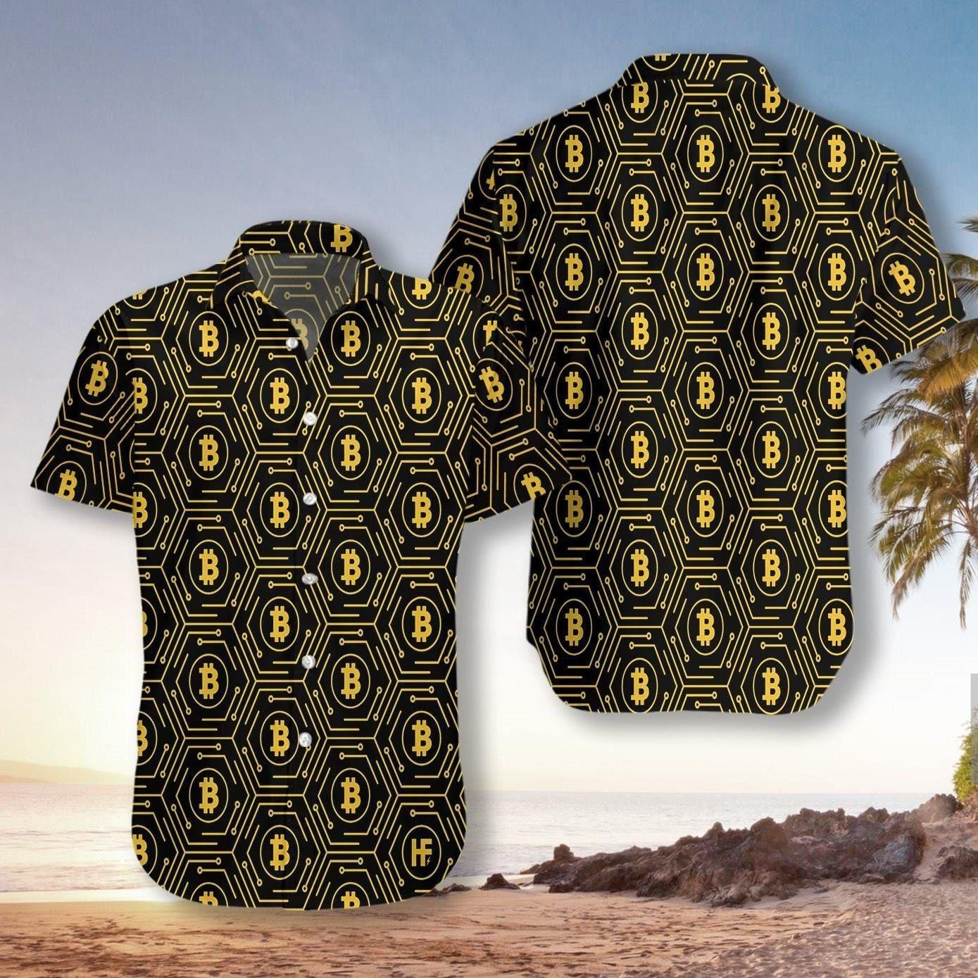 High Tech Bitcoin Cryptocurrency Aloha Hawaiian Shirt Colorful Short Sleeve Summer Beach Casual Shirt For Men And Women
