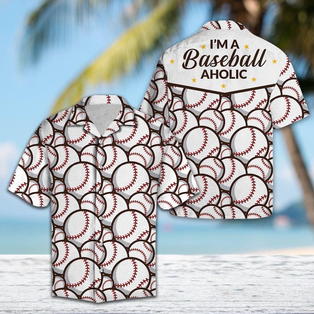 I'M A Baseball Aholic Aloha Hawaiian Shirt Colorful Short Sleeve Summer Beach Casual Shirt For Men And Women