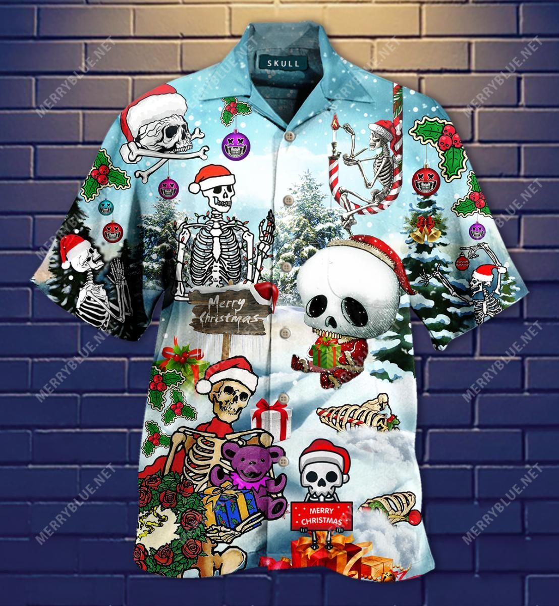 I'M Going To Hell After Enjoying Christmas Skull Aloha Hawaiian Shirt Colorful Short Sleeve Summer Beach Casual Shirt For Men And Women