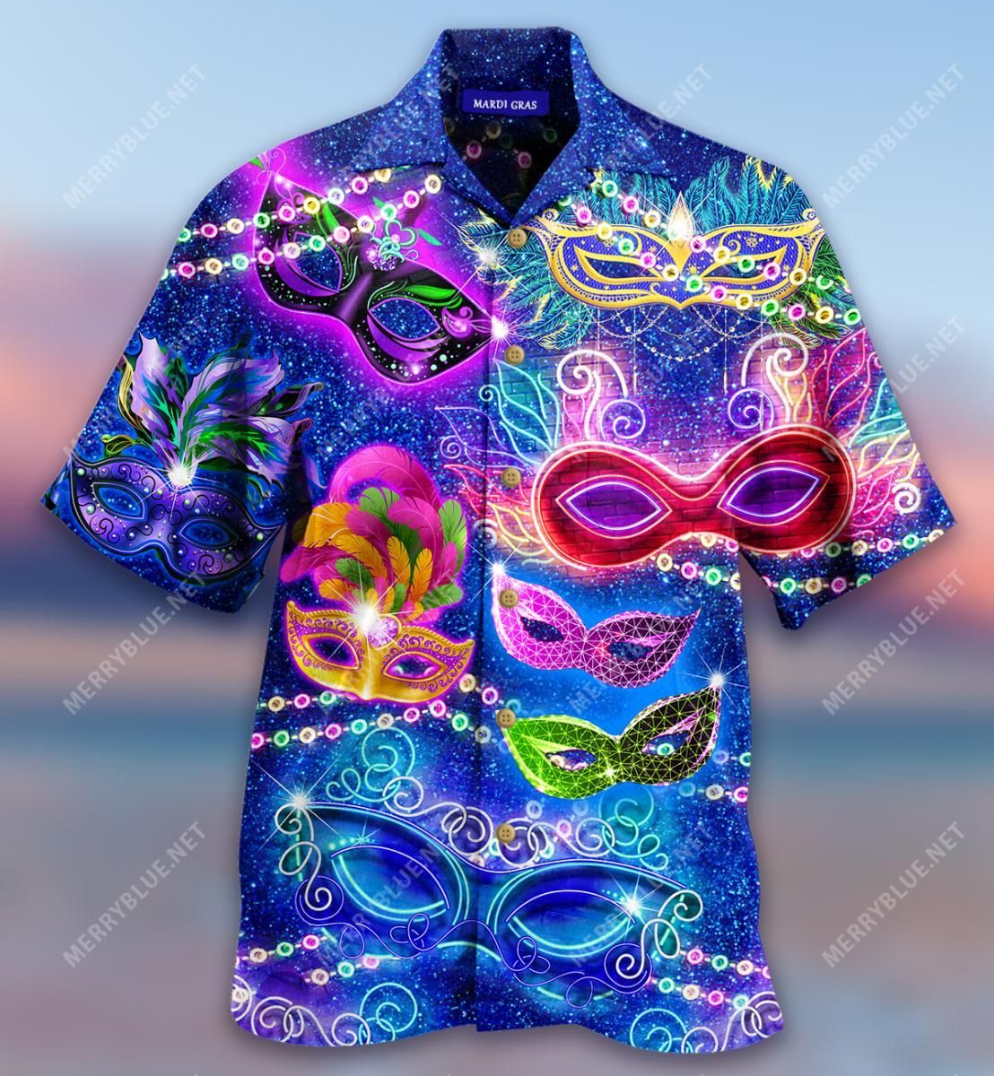 I'M Just Here For The Beads Mardi Gras Aloha Hawaiian Shirt Colorful Short Sleeve Summer Beach Casual Shirt For Men And Women