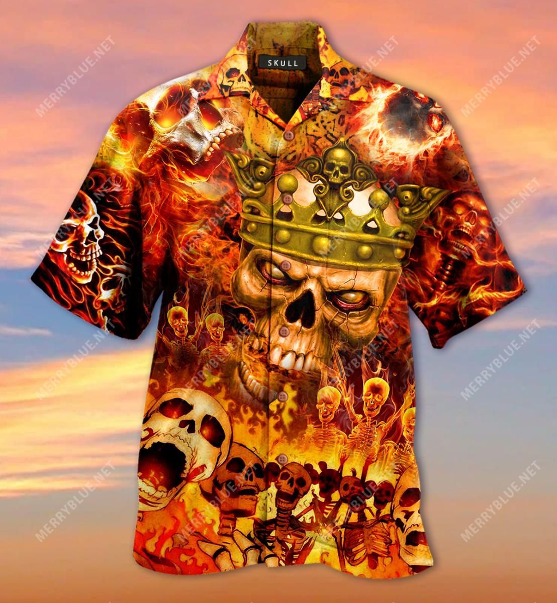 I'M The King Of Skull World Aloha Hawaiian Shirt Colorful Short Sleeve Summer Beach Casual Shirt For Men And Women