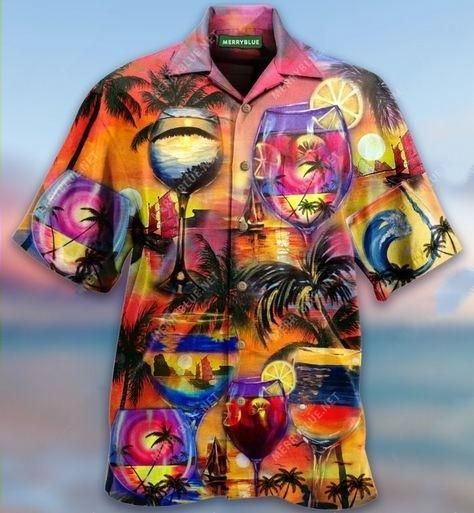 It'S Time For Wine Aloha Hawaiian Shirt Colorful Short Sleeve Summer Beach Casual Shirt For Men And Women