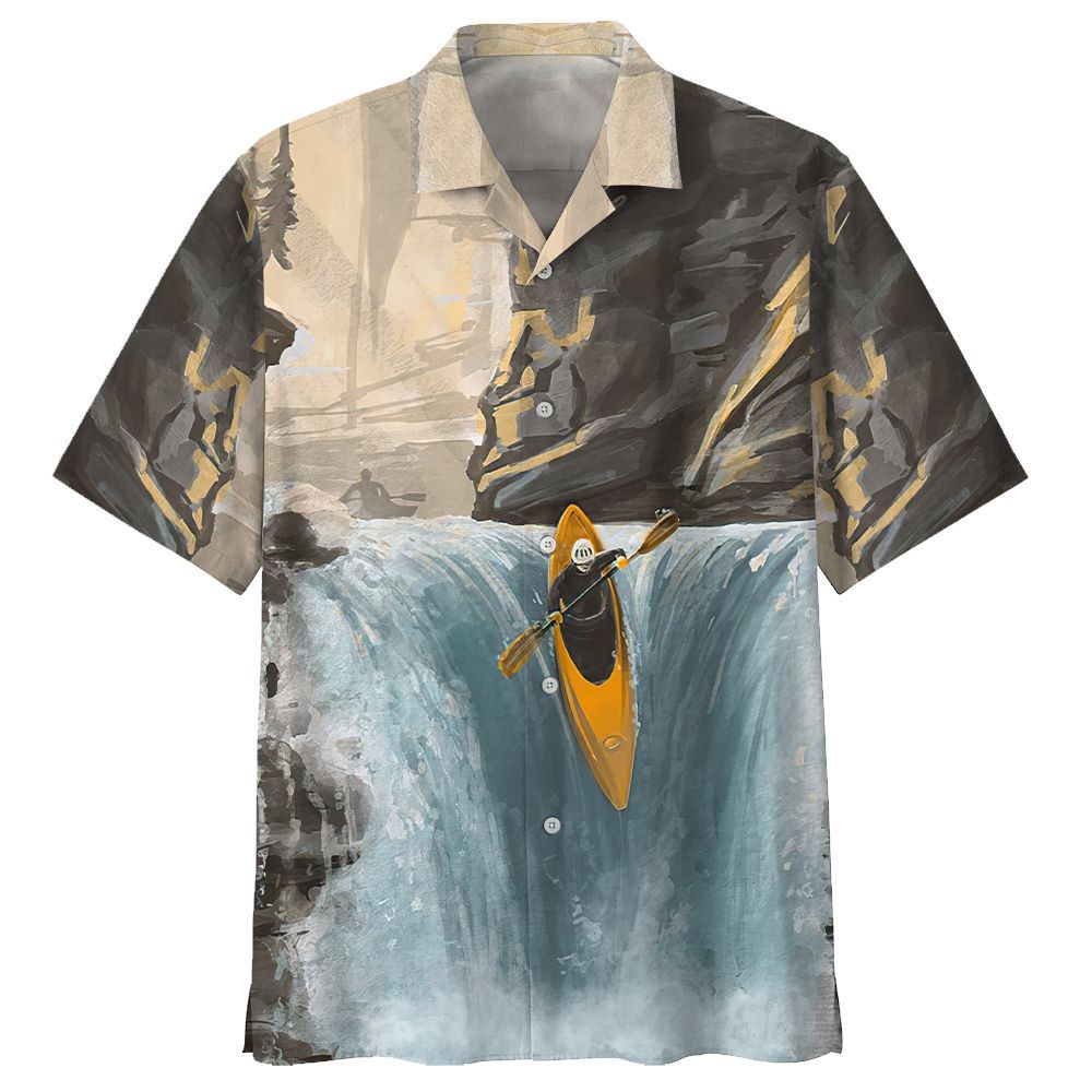 Kayak On Waterfall Aloha Hawaiian Shirt Colorful Short Sleeve Summer Beach Casual Shirt For Men And Women