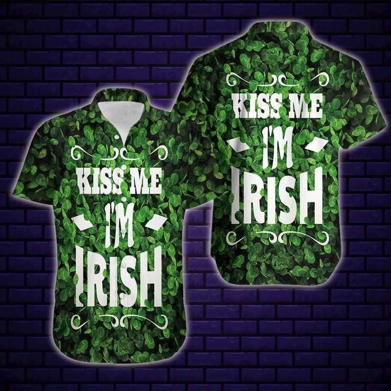 Kiss Me I 'M Irish Aloha Hawaiian Shirt Colorful Short Sleeve Summer Beach Casual Shirt For Men And Women