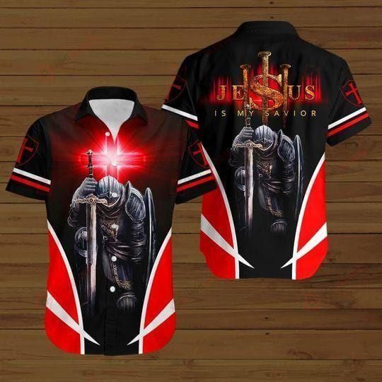 Knights Templar Warrior Jesus My Savior Aloha Hawaiian Shirt Colorful Short Sleeve Summer Beach Casual Shirt For Men And Women