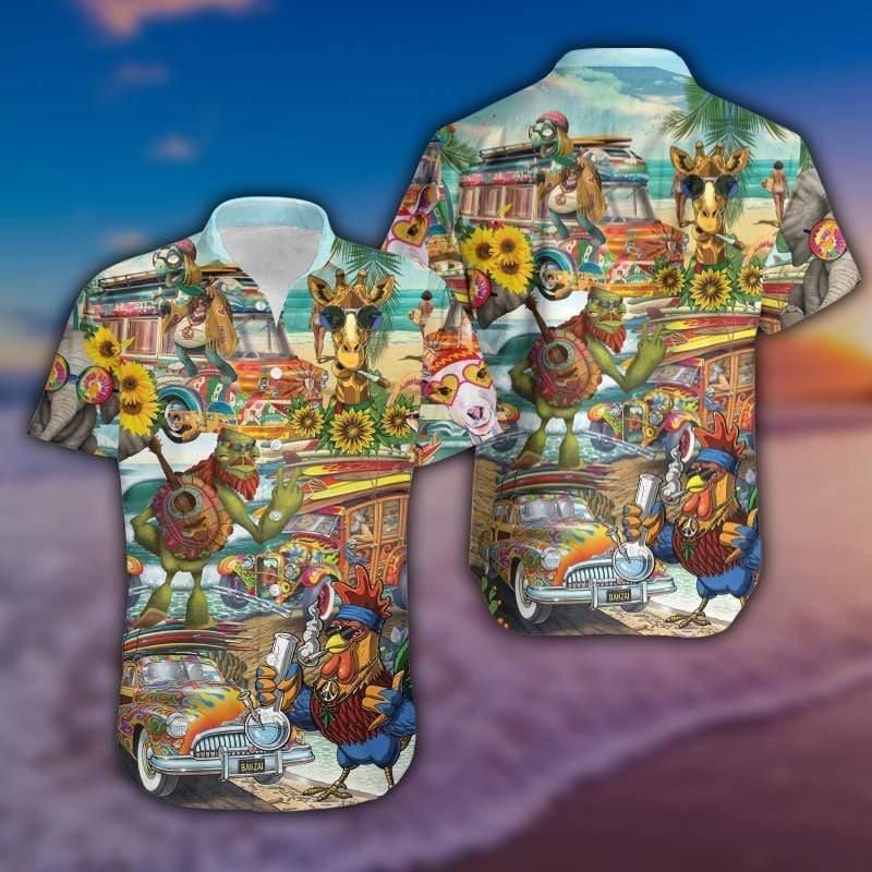 Let'S Dance In The Sun Hippie Aloha Hawaiian Shirt Colorful Short Sleeve Summer Beach Casual Shirt For Men And Women