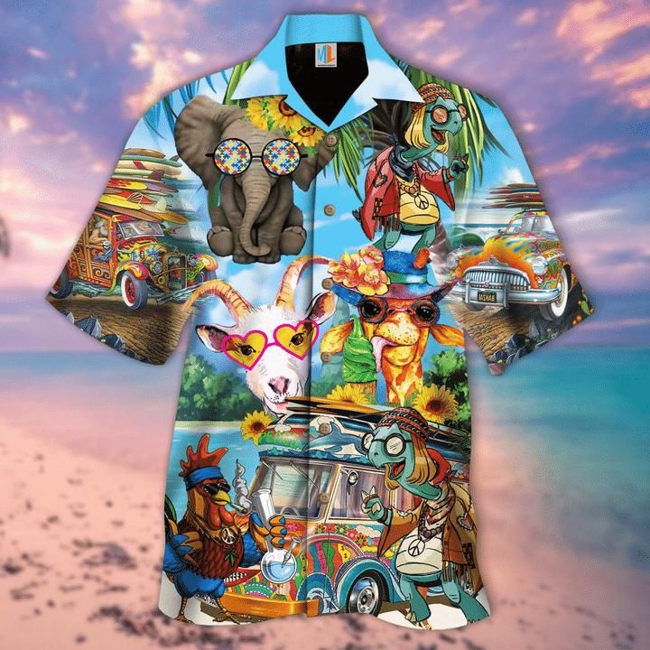 Let'S Dance In The Sun Hippie Life Aloha Hawaiian Shirt Colorful Short Sleeve Summer Beach Casual Shirt For Men And Women