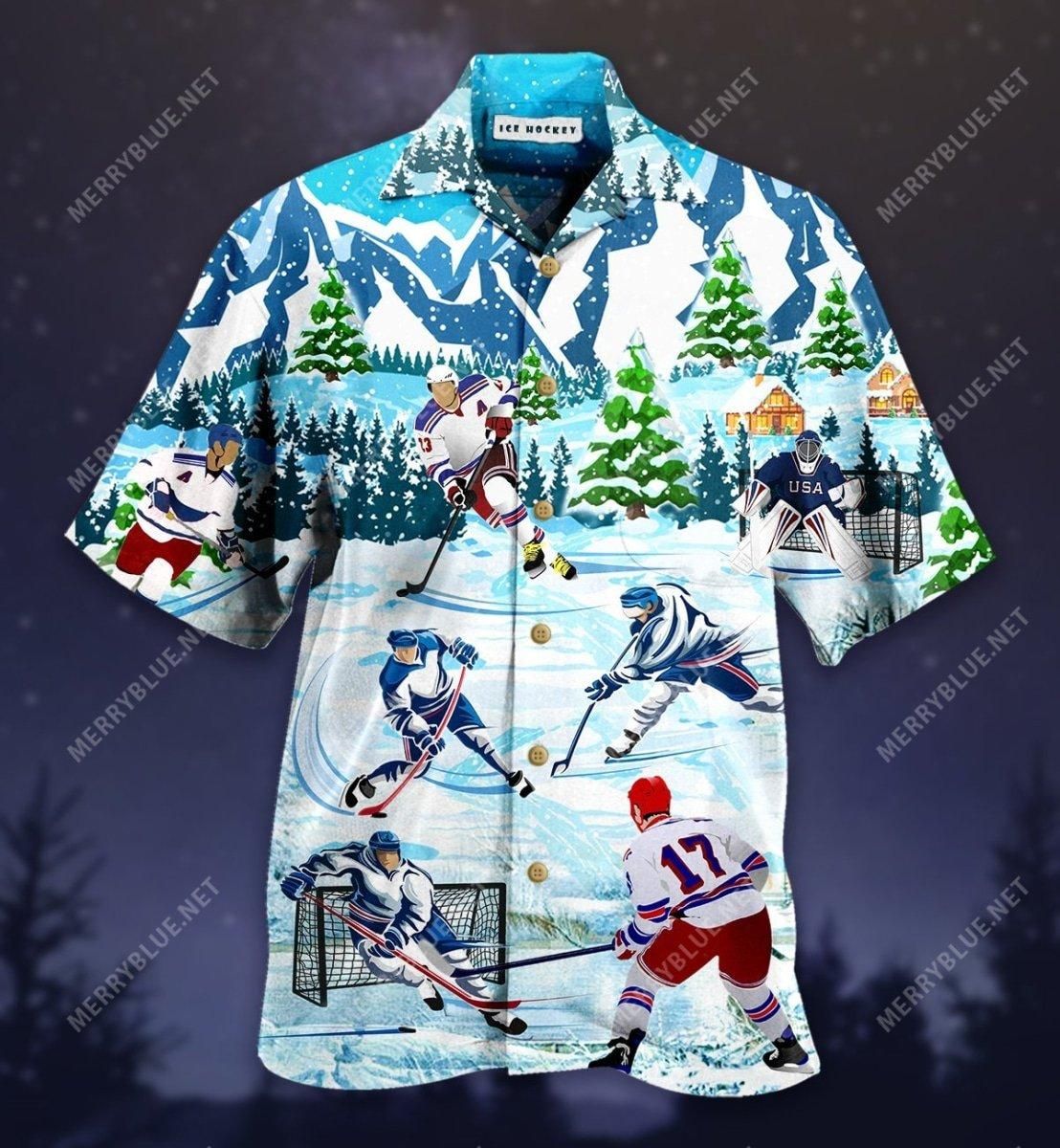 Let'S Play Ice Hockey Aloha Hawaiian Shirt Colorful Short Sleeve Summer Beach Casual Shirt For Men And Women