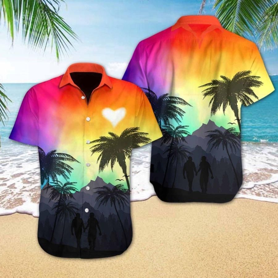 Lgbt Pride Heart Aloha Hawaiian Shirt Colorful Short Sleeve Summer Beach Casual Shirt For Men And Women