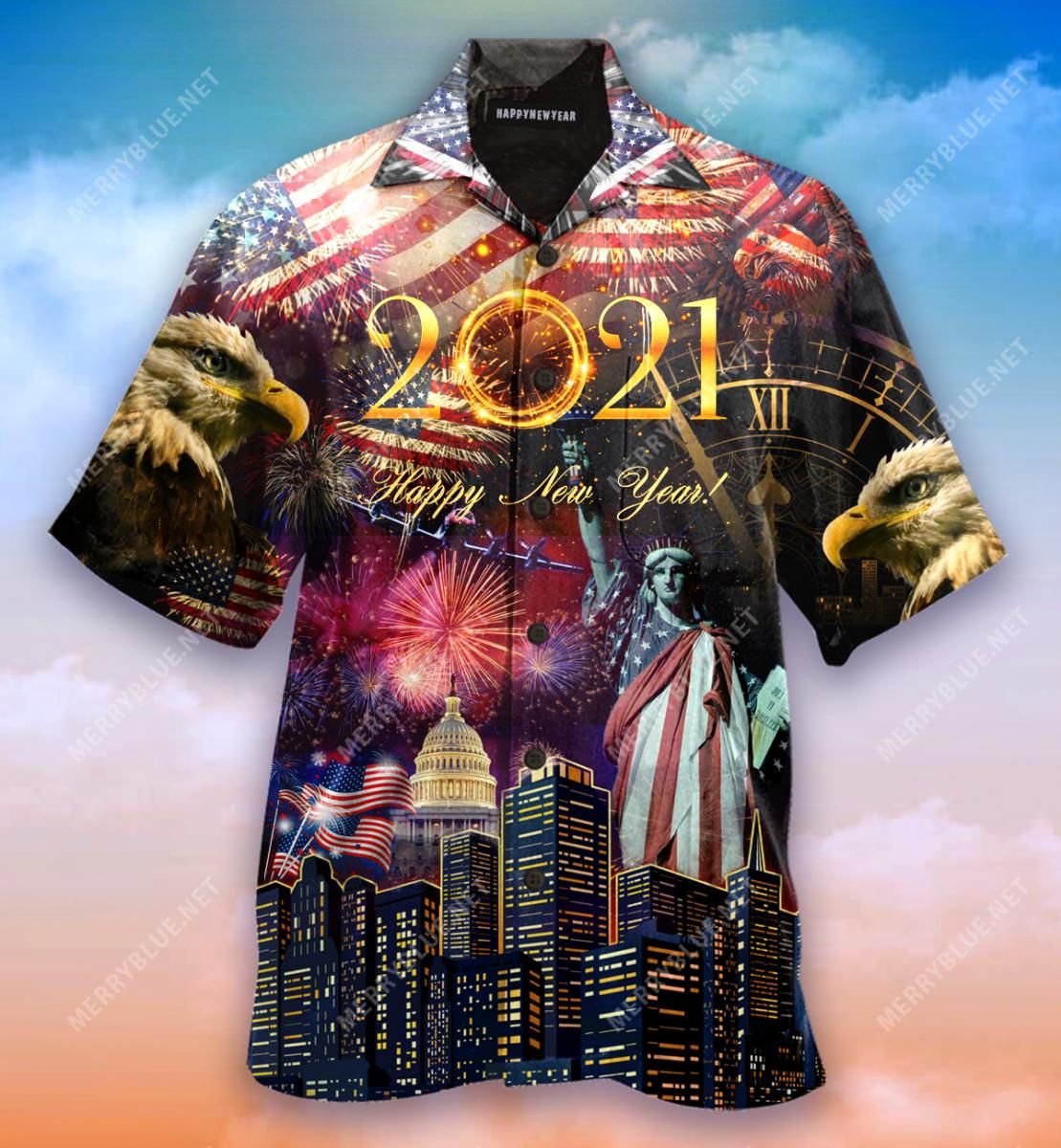 New Year'S Eve America Aloha Hawaiian Shirt Colorful Short Sleeve Summer Beach Casual Shirt For Men And Women