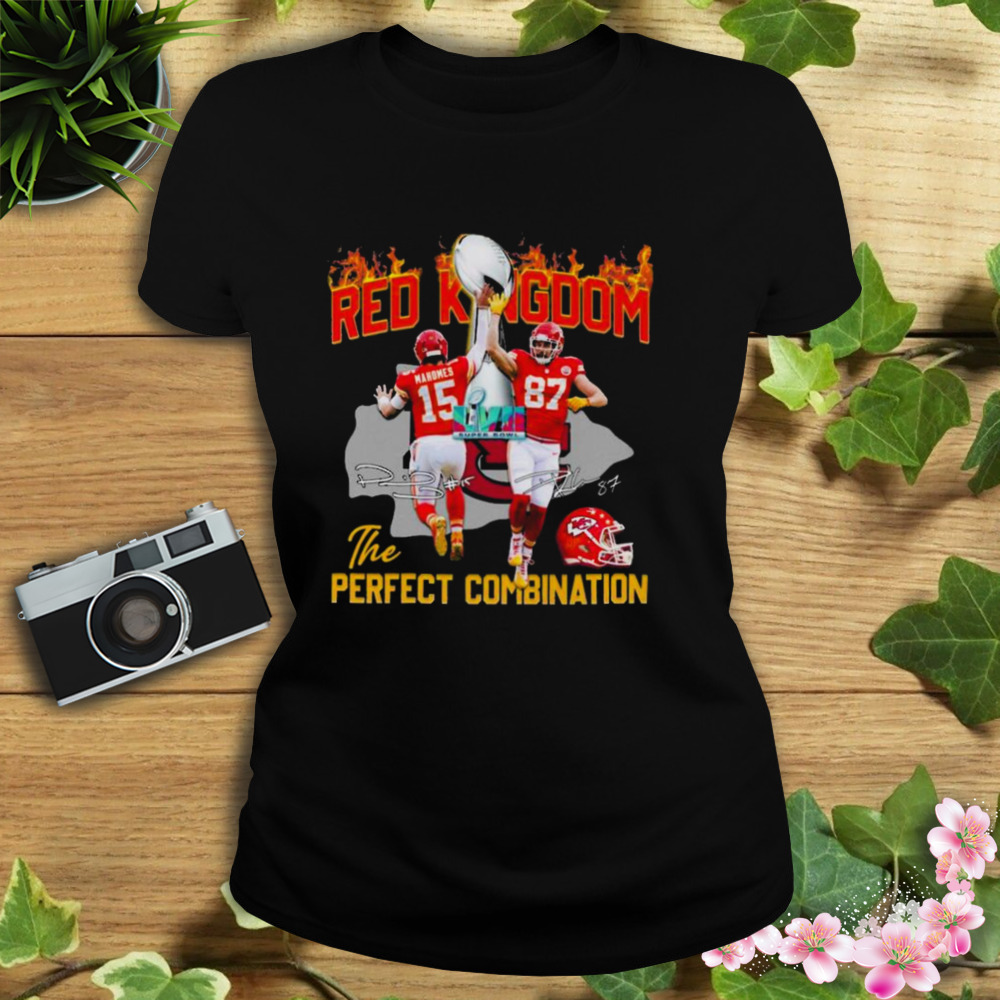 Perfect Combo Mahomes & Kelce Red Kingdom Signatures T-Shirt