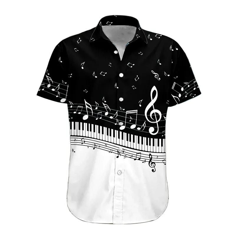 Piano Aloha Hawaiian Shirt Colorful Short Sleeve Summer Beach Casual Shirt For Men And Women