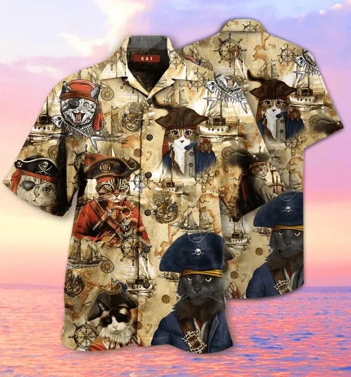 Pirate Cat For Cat Lover Gift For Patrick'S Day Aloha Hawaiian Shirt Colorful Short Sleeve Summer Beach Casual Shirt For Men And Women