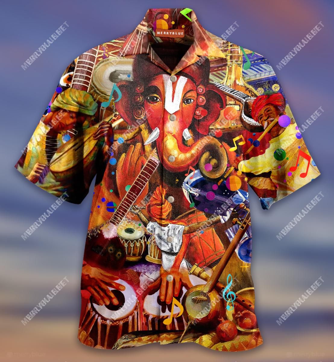 Respect For India Musical Instrument Aloha Hawaiian Shirt Colorful Short Sleeve Summer Beach Casual Shirt For Men And Women