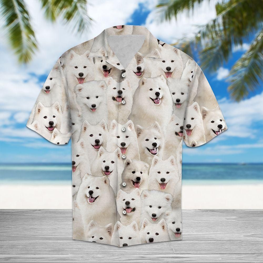 Samoyed Aloha Hawaiian Shirt Colorful Short Sleeve Summer Beach Casual Shirt For Men And Women