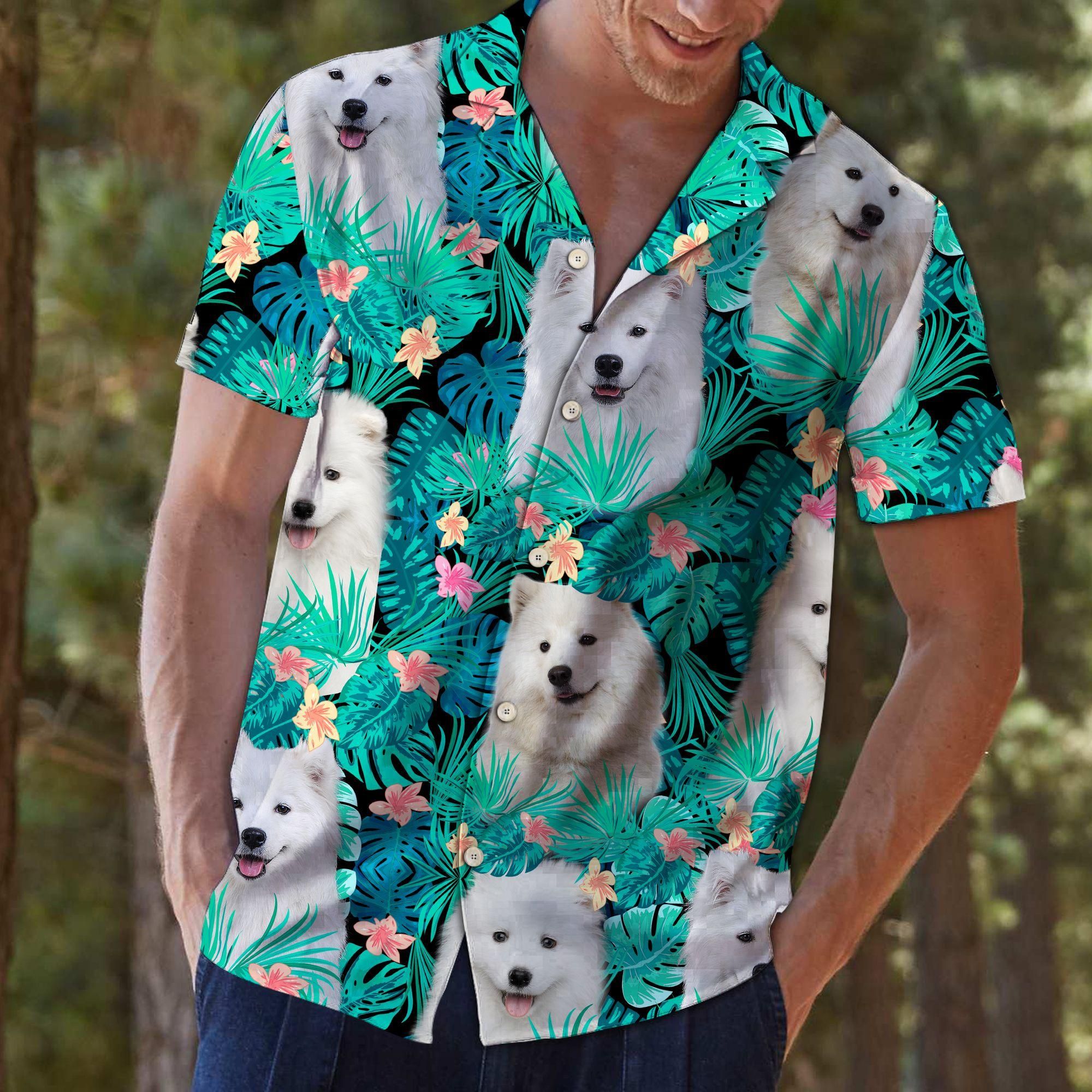 Samoyed Tropical Aloha Hawaiian Shirt Colorful Short Sleeve Summer Beach Casual Shirt For Men And Women