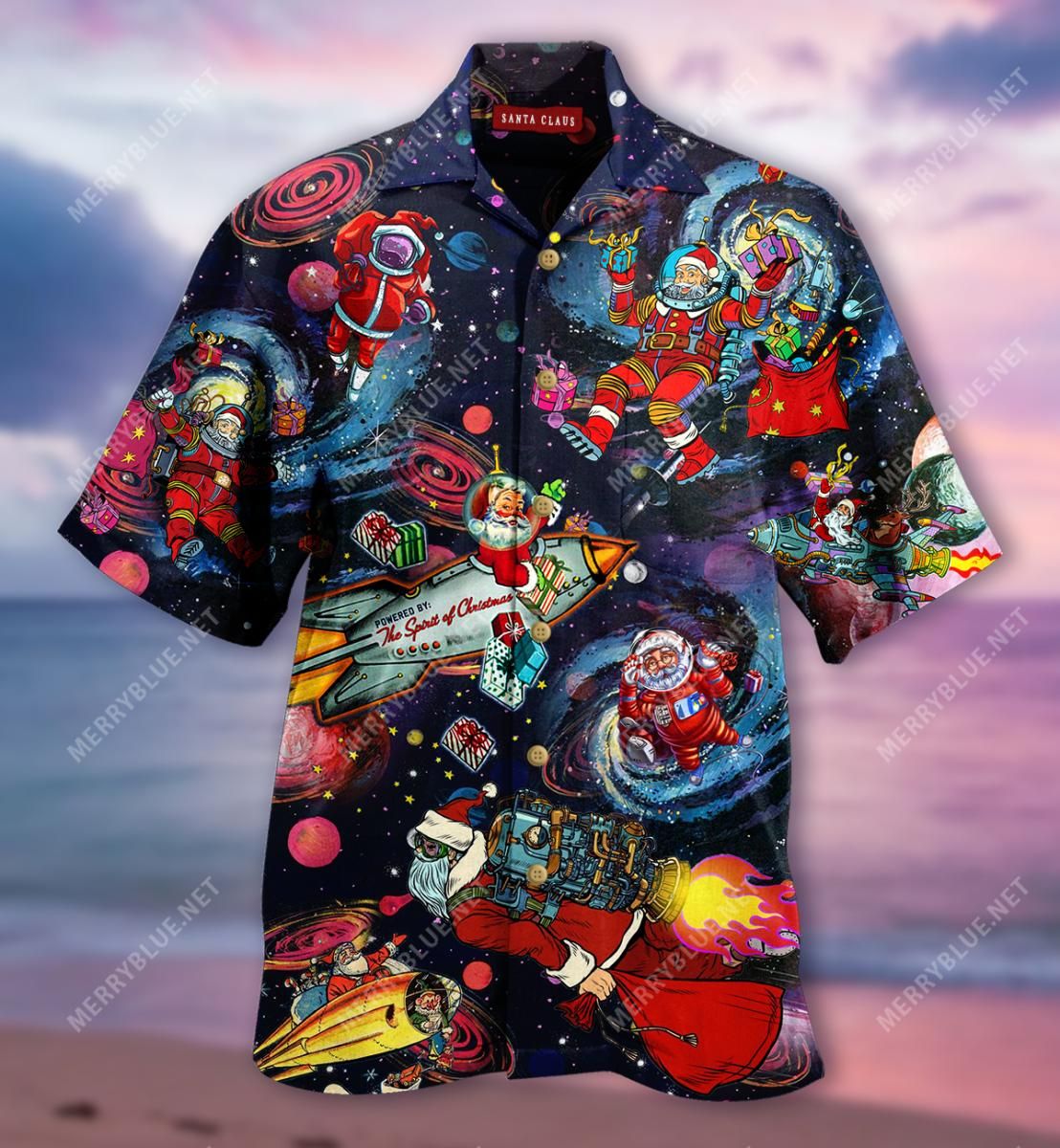 Santa In The Space Aloha Hawaiian Shirt Colorful Short Sleeve Summer Beach Casual Shirt For Men And Women