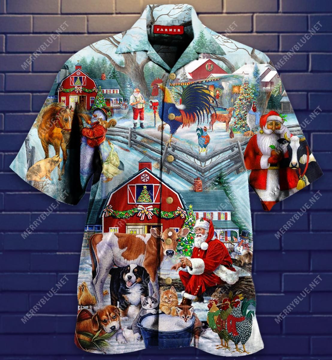 Santa'S Farm When Christmas Holiday Is Coming Aloha Hawaiian Shirt Colorful Short Sleeve Summer Beach Casual Shirt For Men And Women