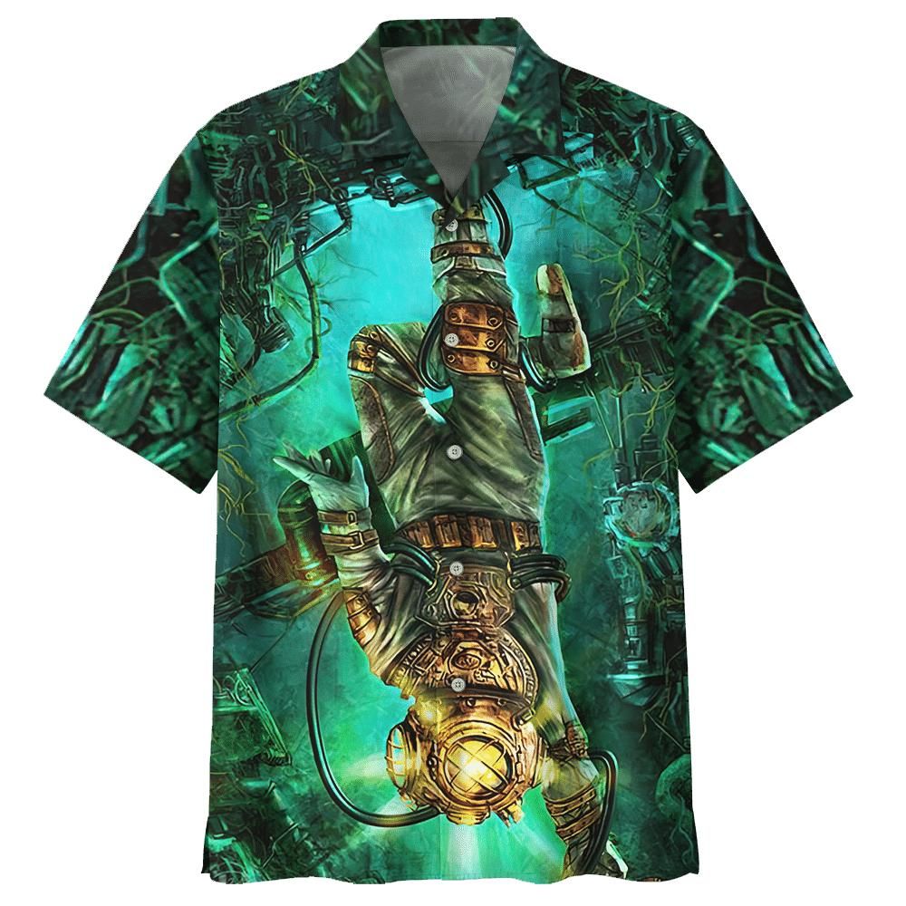 Scuba Diving Aloha Hawaiian Shirt Colorful Short Sleeve Summer Beach Casual Shirt For Men And Women