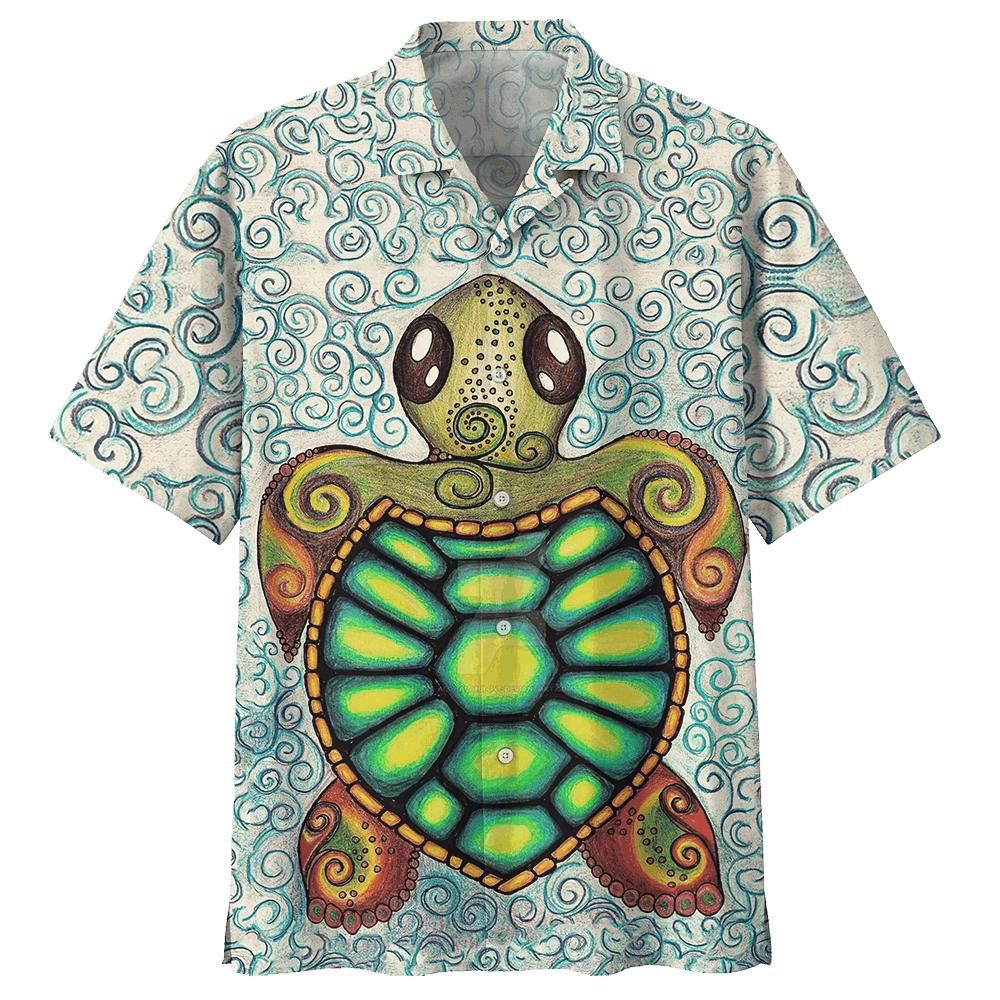 Sea Turtle Aloha Hawaiian Shirt Colorful Short Sleeve Summer Beach Casual Shirt For Men And Women