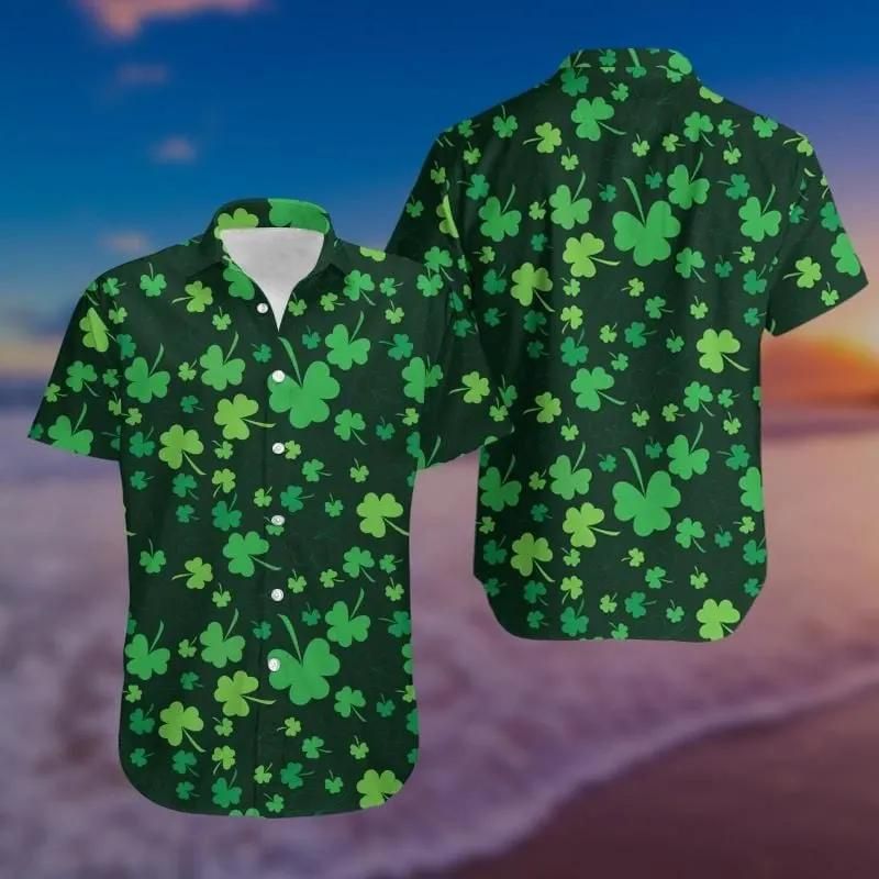 Simple Shamrock Saint Patrick'S Day Aloha Hawaiian Shirt Colorful Short Sleeve Summer Beach Casual Shirt For Men And Women