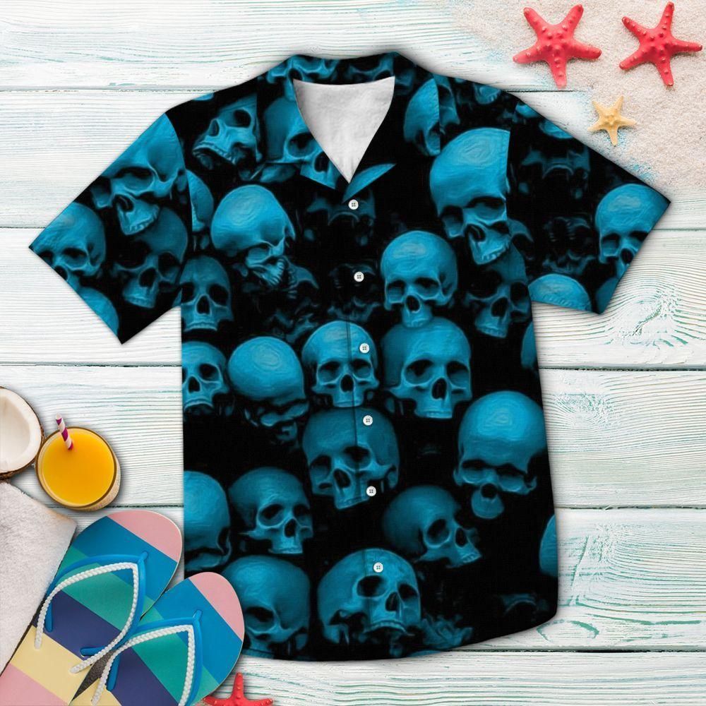 Skull Art Aloha Hawaiian Shirt Colorful Short Sleeve Summer Beach Casual Shirt For Men And Women