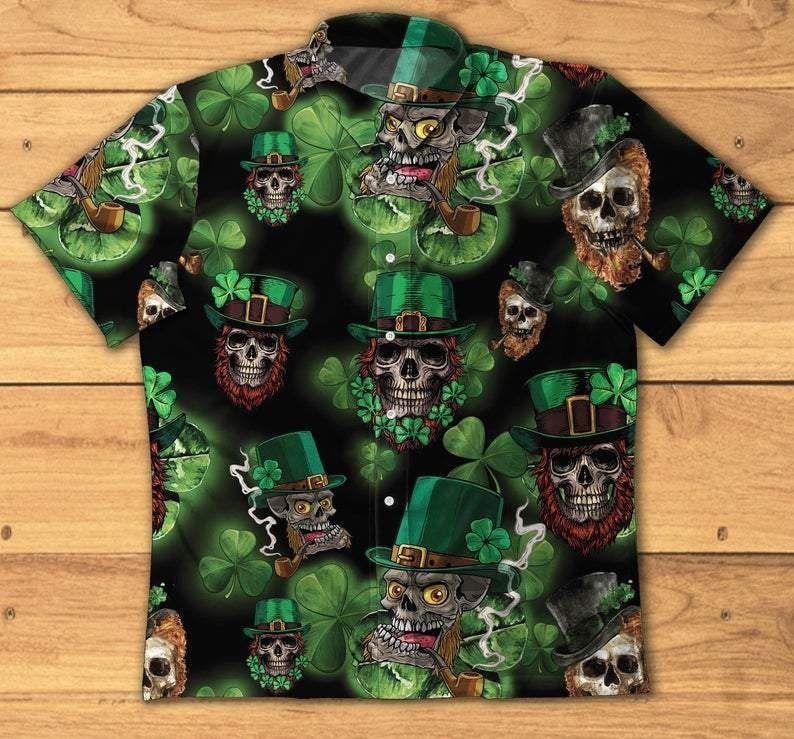 Skull Leprechaun Irish Happy St Patrick'S Day Aloha Hawaiian Shirt Colorful Short Sleeve Summer Beach Casual Shirt For Men And Women