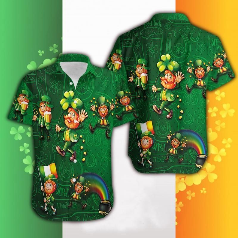 St Patrick'S Day Lucky Money Aloha Hawaiian Shirt Colorful Short Sleeve Summer Beach Casual Shirt For Men And Women