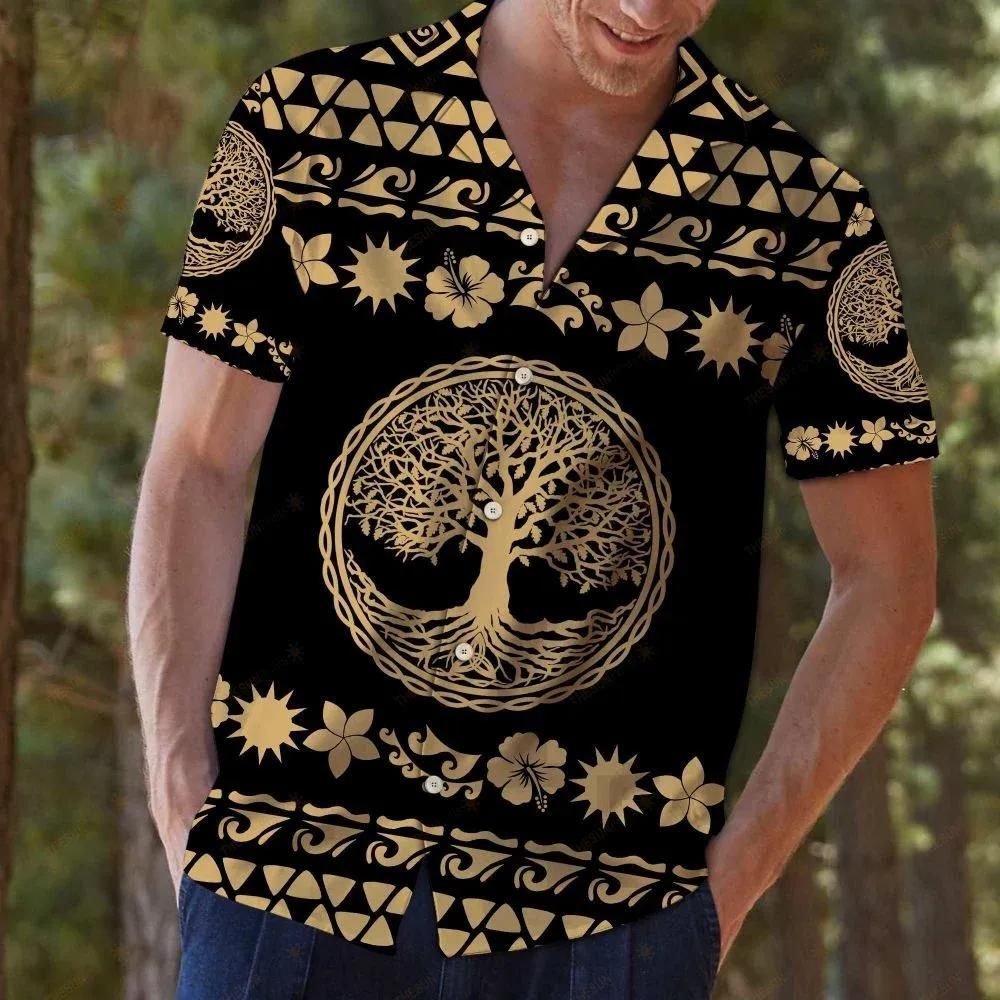 Tree Of Life Tribal Aloha Hawaiian Shirt Colorful Short Sleeve Summer Beach Casual Shirt For Men And Women