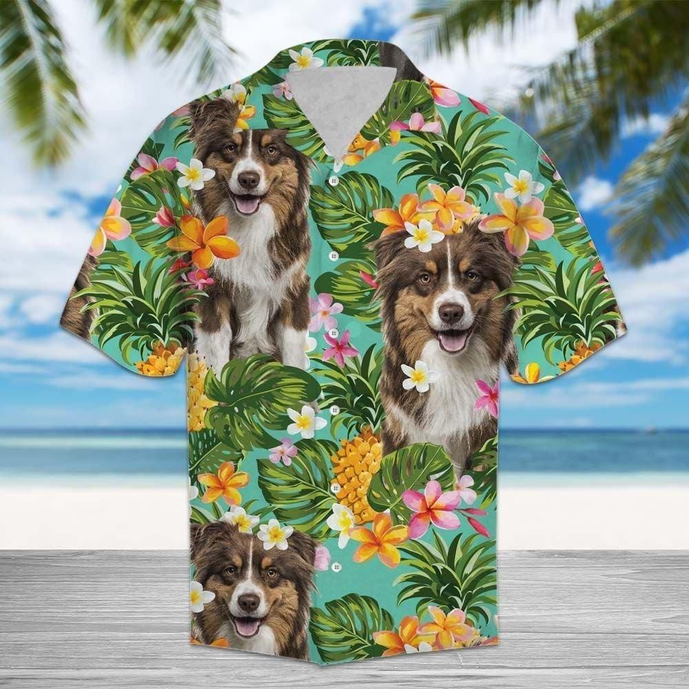 Tropical Pineapple Australian Shepherd Aloha Hawaiian Shirt Colorful Short Sleeve Summer Beach Casual Shirt For Men And Women